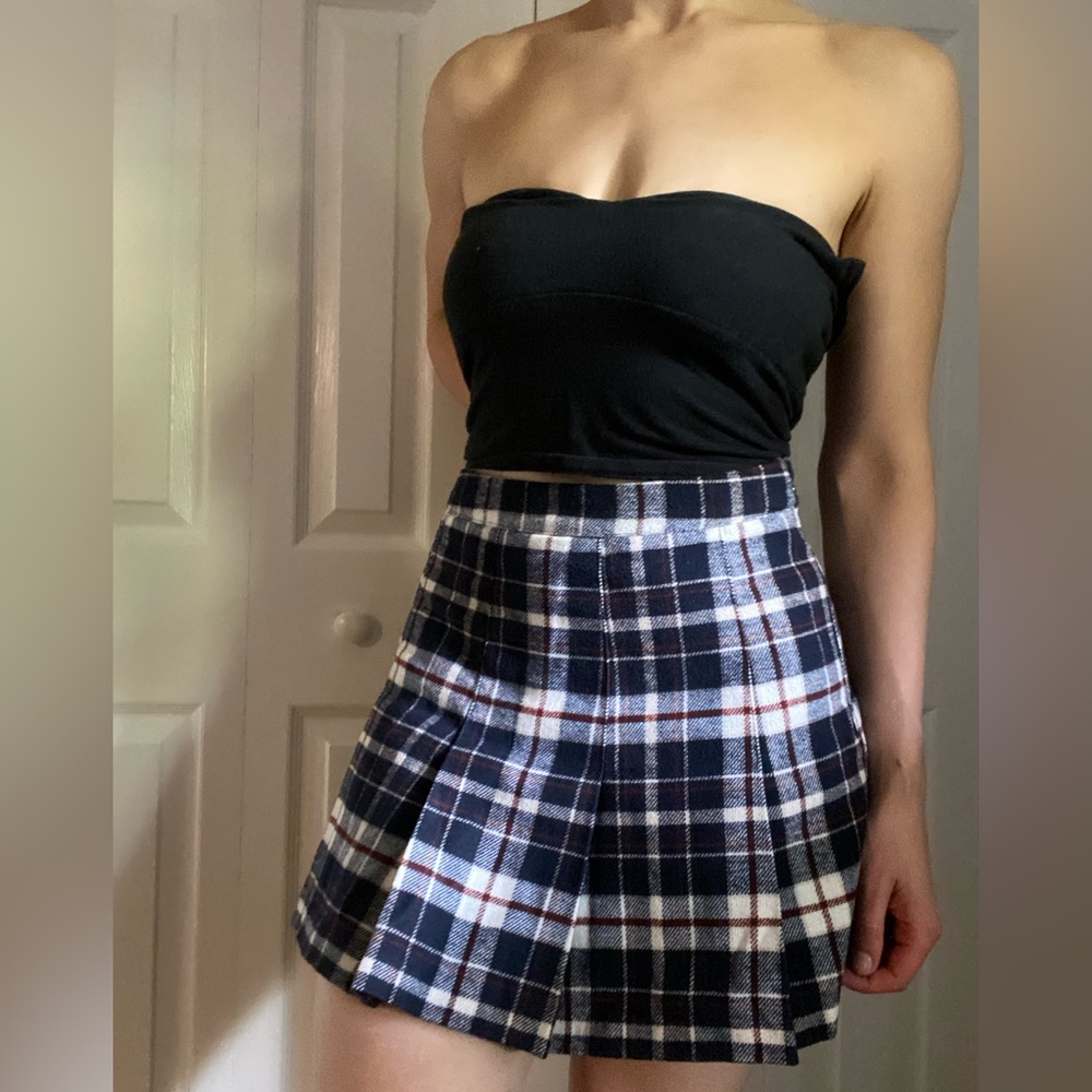 Lined plaid pleated mini skirt from H&M